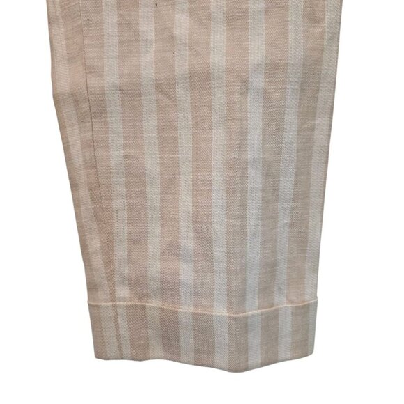 Ann Taylor Devin Ankle Tailored Pants Size 14 Linen Blend Beige Stripes - Picture 2 of 8